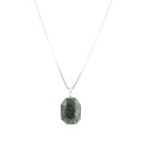 Hammered Green Seraphinite and Sterling Silver Pendant Necklace