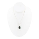 Hammered Green Seraphinite and Sterling Silver Pendant Necklace