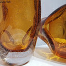 GobekUsa Amber Glass Vase & Artificial Flower Desk Decoration for Room Aesthetic