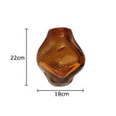 GobekUsa Amber Glass Vase & Artificial Flower Desk Decoration for Room Aesthetic