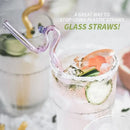Hand blown colorful twisted glass straws kitchen drinkware set by Decorbites