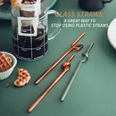Hand blown colorful twisted glass straws kitchen drinkware set by Decorbites