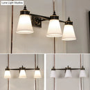 GobekUsa Hand-Blown Cream Glass Bath Wall Sconce Light - Postmodern Tapered Vanity Lighting