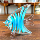 Hand blown crystal glass tropical fish figurine living room decor by Decorbites