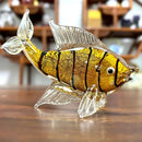 Hand blown crystal glass tropical fish figurine living room decor by Decorbites