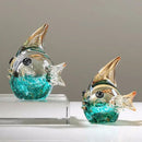 GobekUsa Hand Blown Glass Fish Figurine Crystal Sculpture Home Decor Gift Fengshui Ornament