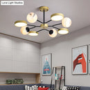 GobekUsa Hand Blown Glass Round Chandelier Light - Contemporary Pendant Lighting Fixture in Gold (6/8 Lights)