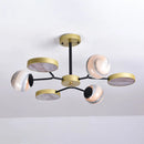 GobekUsa Hand Blown Glass Round Chandelier Light - Contemporary Pendant Lighting Fixture in Gold (6/8 Lights)
