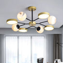 GobekUsa Hand Blown Glass Round Chandelier Light - Contemporary Pendant Lighting Fixture in Gold (6/8 Lights)