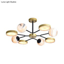 GobekUsa Hand Blown Glass Round Chandelier Light - Contemporary Pendant Lighting Fixture in Gold (6/8 Lights)
