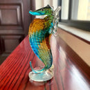 GobekUsa Hand Blown Glass Seahorse Figurine, Crystal Animal Craft Collection Display