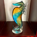 GobekUsa Hand Blown Glass Seahorse Figurine, Crystal Animal Craft Collection Display