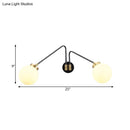 GobekUsa Hand Blown Milk Glass Bedside Wall Mount Sconce - Minimalistic Angled Arm Design with 2 Bulbs in Black