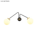 GobekUsa Hand Blown Milk Glass Bedside Wall Mount Sconce - Minimalistic Angled Arm Design with 2 Bulbs in Black