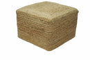 Modern Style Gold Hand Braided Boho Jute Pouf - Seating Ottoman