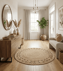 Hand Braided Natural Brown Jute Sisal Round Rug - Organic Fiber