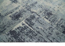 Hand Carved 8x10 Knotted Beige, Silver and Charcoal Modern Abstract Wool And Bamboo Silk Area Rug