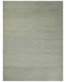 Hand carved Beige Geometrical Stripes Pattern Hand Knotted 9x12 Wool Area Rug by The Rug Decor
