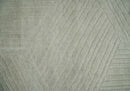 Hand carved Beige Geometrical Stripes Pattern Hand Knotted 9x12 Wool Area Rug by The Rug Decor
