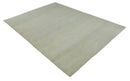 Hand carved Beige Geometrical Stripes Pattern Hand Knotted 9x12 Wool Area Rug by The Rug Decor