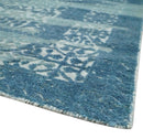 Hand carved Design Blue, Gray and silver Traditional Hand knotted 8x10 wool Area Rug by The Rug Decor