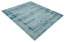 Hand carved Design Blue, Gray and silver Traditional Hand knotted 8x10 wool Area Rug by The Rug Decor