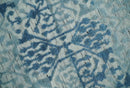 Hand carved Design Blue, Gray and silver Traditional Hand knotted 8x10 wool Area Rug by The Rug Decor