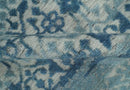 Hand carved Design Blue, Gray and silver Traditional Hand knotted 8x10 wool Area Rug by The Rug Decor