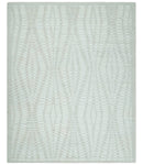 Hand carved Ivory Traditional Geometrical Pattern Hand Knotted 7.10x9.8 Wool Area Rug