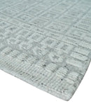 Hand carved Silver and Charcoal Traditional Geometrical Pattern Hand Knotted 8.2x10.6 Wool Area Rug by The Rug Decor