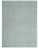 Hand carved Silver and Charcoal Traditional Geometrical Pattern Hand Knotted 8.2x10.6 Wool Area Rug by The Rug Decor
