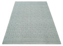 Hand carved Silver and Charcoal Traditional Geometrical Pattern Hand Knotted 8.2x10.6 Wool Area Rug by The Rug Decor