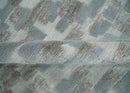Hand carved Silver, Gray and Brown Traditional Geometrical Pattern Hand Knotted 8x10 and 9x12 Wool and Silk Area Rug by The Rug Decor