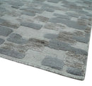 Hand carved Silver, Gray and Brown Traditional Geometrical Pattern Hand Knotted 8x10 and 9x12 Wool and Silk Area Rug by The Rug Decor