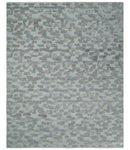 Hand carved Silver, Gray and Brown Traditional Geometrical Pattern Hand Knotted 8x10 and 9x12 Wool and Silk Area Rug by The Rug Decor