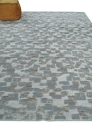 Hand carved Silver, Gray and Brown Traditional Geometrical Pattern Hand Knotted 8x10 and 9x12 Wool and Silk Area Rug by The Rug Decor