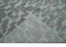 Hand carved Silver, Gray and Brown Traditional Geometrical Pattern Hand Knotted 8x10 and 9x12 Wool and Silk Area Rug by The Rug Decor