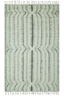 Hand Carved Texture Ivory, Gray, Charcoal and Beige Moroccan Style Modern Stripes Design 5x8 wool Area Rug