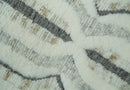 Hand Carved Texture Ivory, Gray, Charcoal and Beige Moroccan Style Modern Stripes Design 5x8 wool Area Rug