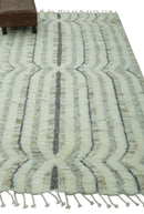 Hand Carved Texture Ivory, Gray, Charcoal and Beige Moroccan Style Modern Stripes Design 5x8 wool Area Rug