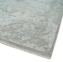 Hand Carved Texture Modern abstract Silver and Gray Hand Knotted 8x10 wool and Art Silk Area Rug