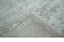 Hand Carved Texture Modern abstract Silver and Gray Hand Knotted 8x10 wool and Art Silk Area Rug