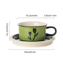 Hand-drawn leaf ceramic espresso cup and saucer dining room set by Decorbites