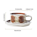 Hand-drawn leaf ceramic espresso cup and saucer dining room set by Decorbites