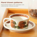 Hand-drawn leaf ceramic espresso cup and saucer dining room set by Decorbites