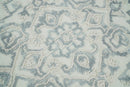 Blue Silver White Hand Tufted Wool Area Rug 5x8 - Medallion Design