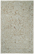 Hand Hooked 5x8 Brown and White Wool Textured Loop Area Rug | GAR3