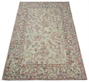 Hand Hooked 5x8 Pink and Beige Wool Textured Loop Area Rug | GAR12