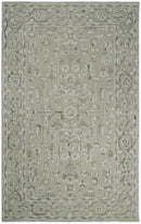 Hand Hooked 5x8 White and Gray Wool Textured Loop Area Rug | GAR9
