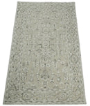 Hand Hooked 5x8 White and Gray Wool Textured Loop Area Rug | GAR9
